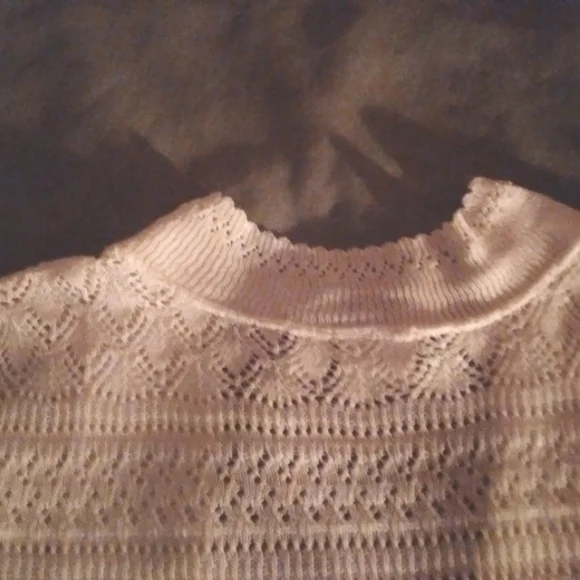 JACLyn Smith sweater Open front Pointelle knit shrug 1X white Y2K style - Picture 9 of 10